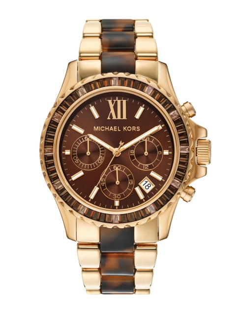 

Michael Kors Women Brown Dial & Gold Toned Stainless Steel Straps Analogue Watch MK6973