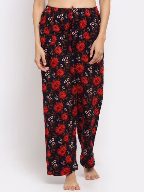 

NEUDIS Women Navy Blue & Red Printed Warm Lounge Pants
