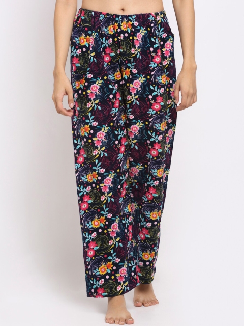 

NEUDIS Women Navy Blue & Pink Printed Warm Lounge Pants