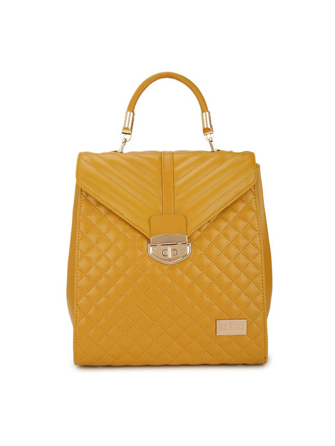 

KLEIO Women Mustard Yellow Quilted Backpack