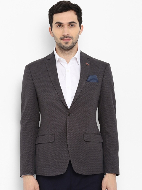 

Park Avenue Men Grey Self-Design Single-Breasted Formal Blazer