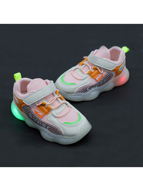 

FEETWELL SHOES Unisex Kids Pink Woven Design Sneakers