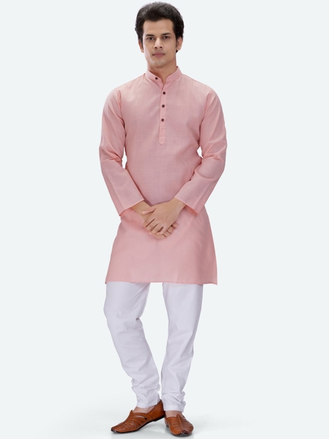

RG DESIGNERS Men Pink Solid Regular Kurta with Pyjamas