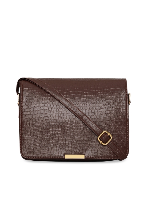 

Toteteca Brown Textured PU Structured Sling Bag