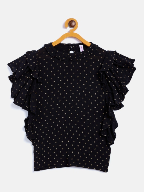 

Crimsoune Club Black Ruffles Regular Top