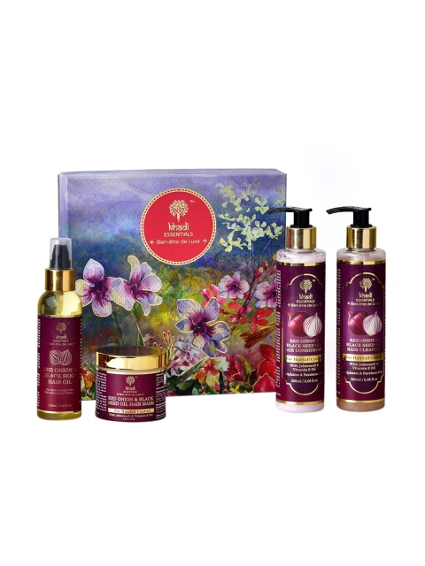 

KHADI ESSENTIALS Set of Hair Oil, Cleanser, Conditioner & Mask Anti Hair Fall Gift Kit, Purple