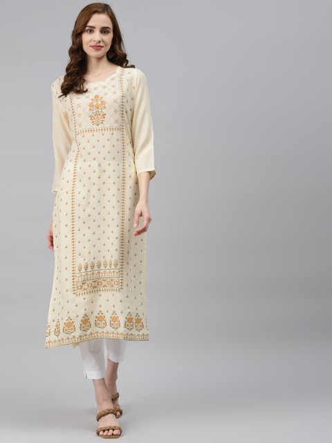 

Silai Bunai Women Beige & Brown Ethnic Motifs Printed Kurta