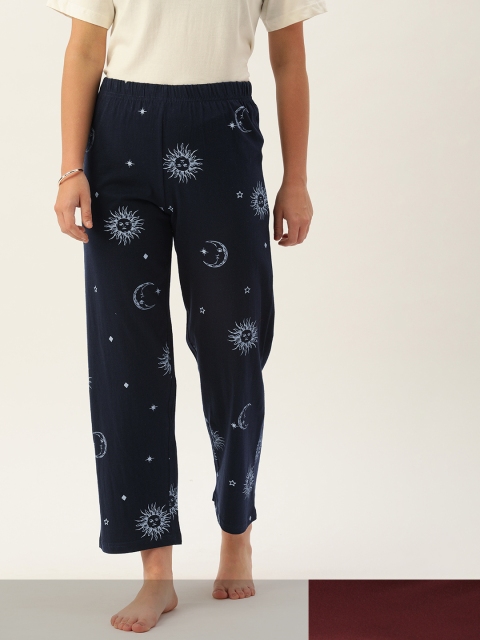 

Galypso Women Pack of 2 Pure Cotton Lounge Pants, Navy blue
