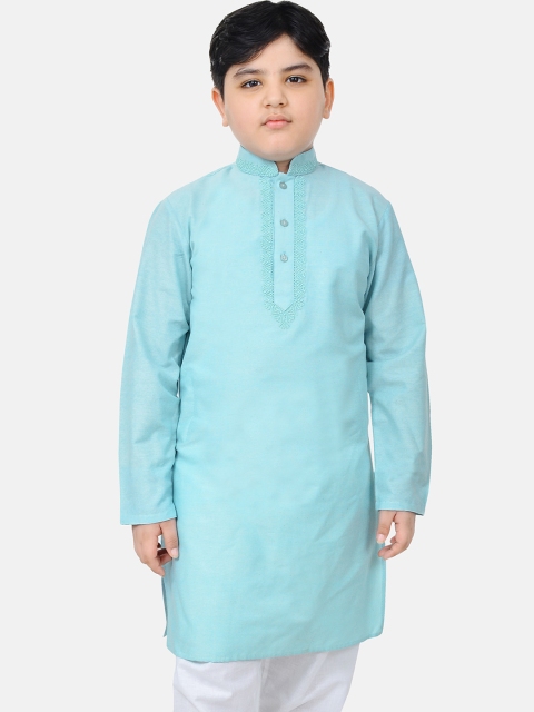

SG YUVRAJ Boys Turquoise Blue Thread Work Kurta