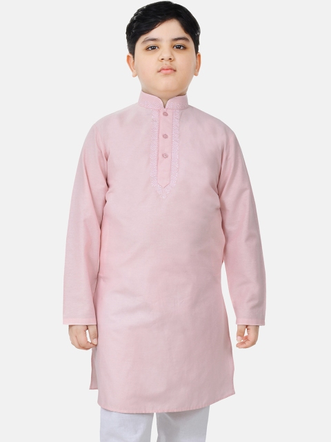 

SG YUVRAJ Boys Pink Thread Work Kurta