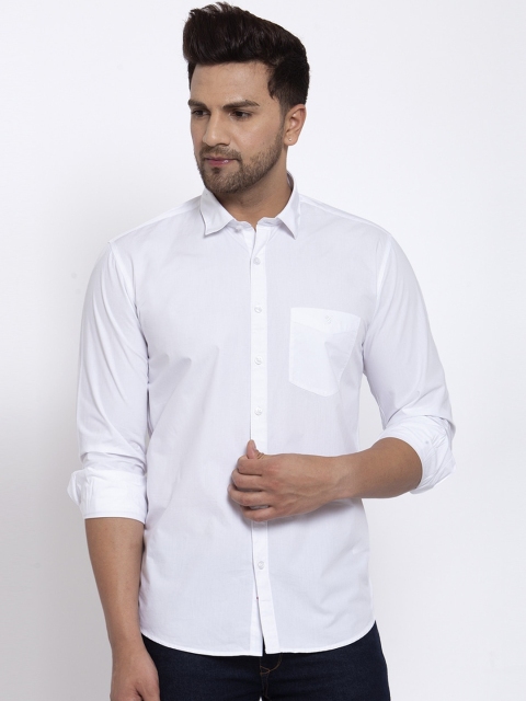 

Canstol Men White Pure Cotton Casual Shirt