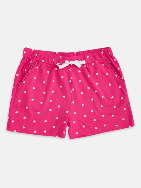 

Pantaloons Junior Girls Pink & White Printed Cotton Shorts