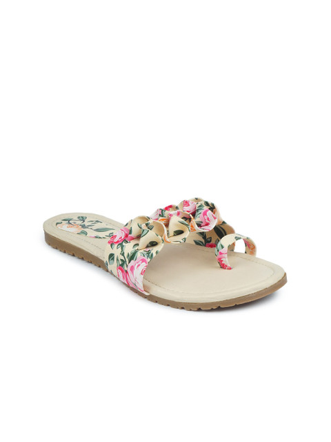 

The Desi Dulhan Women White Floral Open Toe Flats