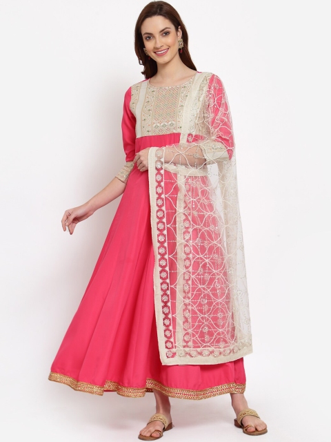 

Myshka Women Pink Ethnic Motifs Printed Anarkali Kurta