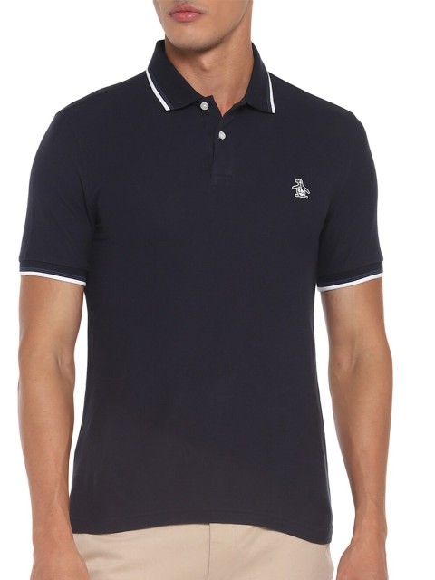

Original Penguin Men Blue Polo Collar T-shirt