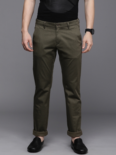 

Allen Solly Men Olive Green Slim Fit Regular Trousers