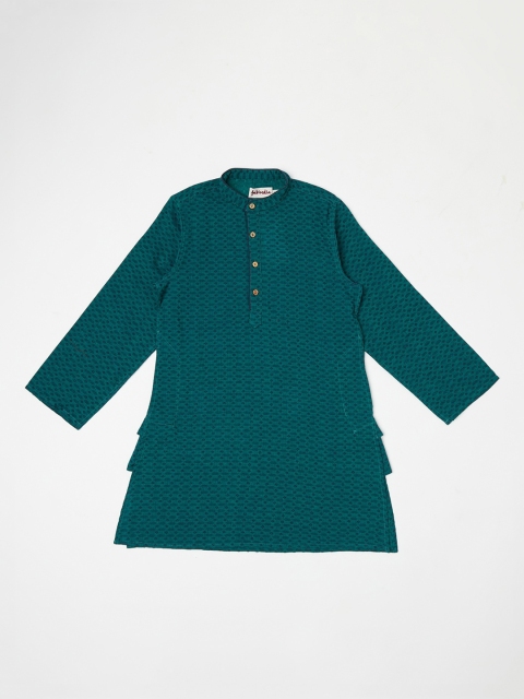 

Fabindia Boys Teal Woven Design Kurta