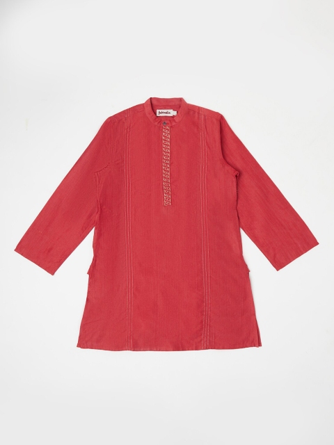

Fabindia Boys Pink Yoke Design Work Kurta