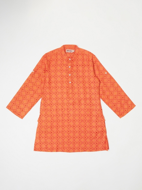 

Fabindia Boys Orange Geometric Kurta