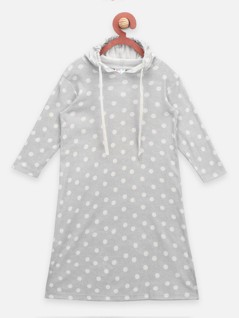 

LilPicks Girls Grey Printed Hooded Sweatshirt