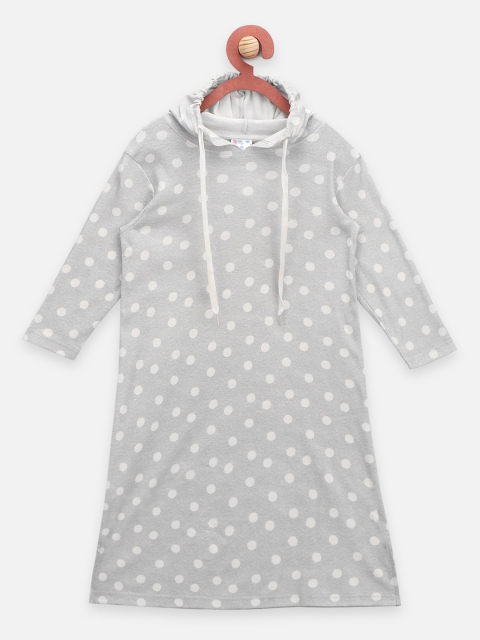 

LilPicks Girls Grey Printed Hooded Sweatshirt