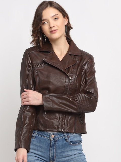 

Teakwood Leathers Women Brown Leather Lightweight Crop Leather Jacket