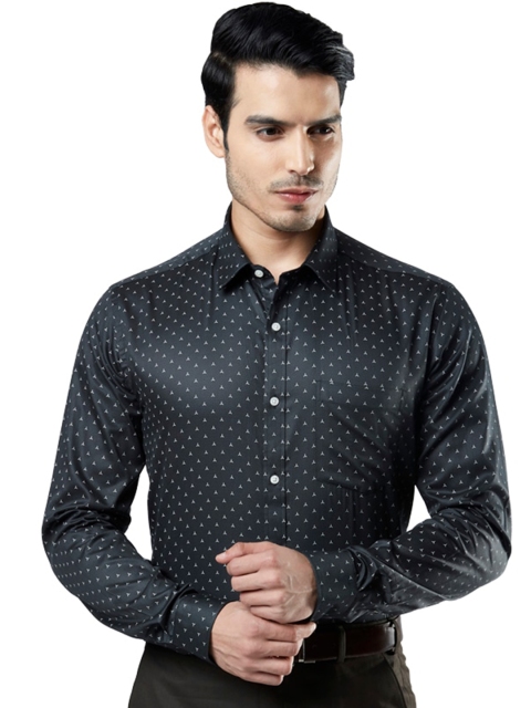 

Next Look Men Grey Slim Fit Opaque Printed Formal Shirt
