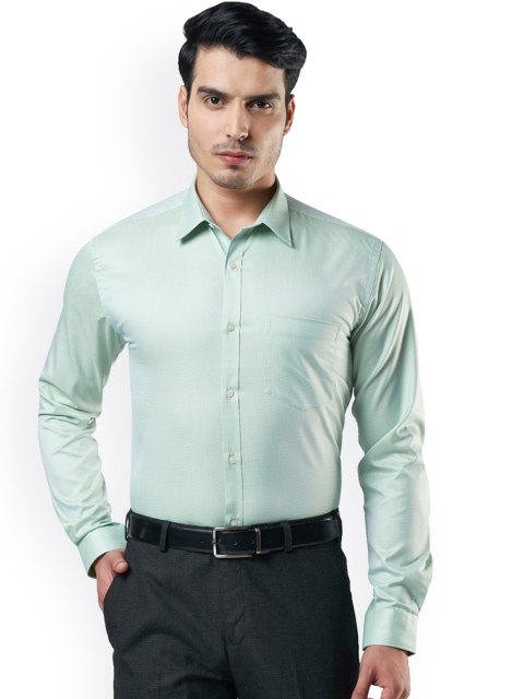 

Next Look Men Green Slim Fit Micro Checks Opaque Checked Formal Shirt