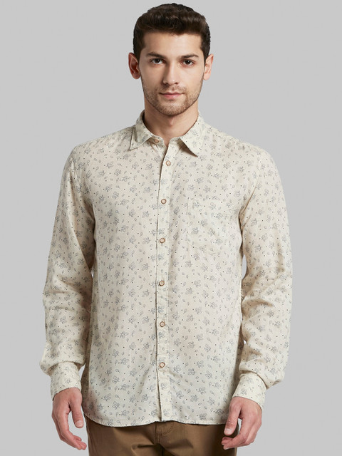 

Parx Men Beige Slim Fit Floral Printed Casual Shirt
