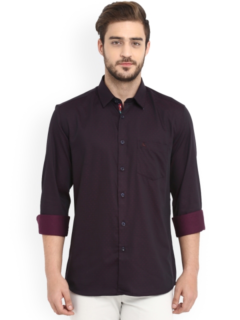 

Parx Men Burgundy Slim Fit Opaque Self Design Cotton Casual Shirt