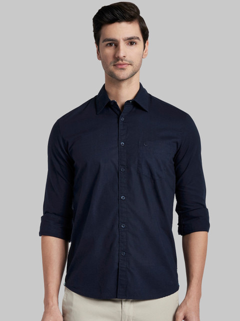 

Parx Men Blue Slim Fit Opaque Casual Shirt