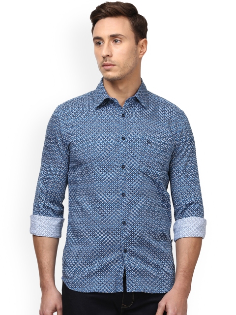 

Parx Men Blue & White Printed Slim Fit Casual Shirt