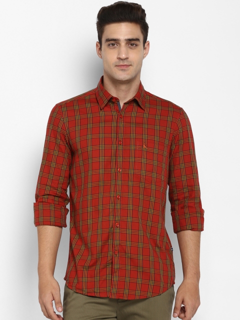 

Parx Men Rust Slim Fit Opaque Checked Casual Shirt