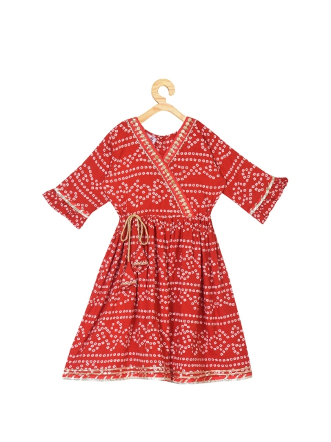 

Kinder Kids Red & Off White A-Line Midi Dress