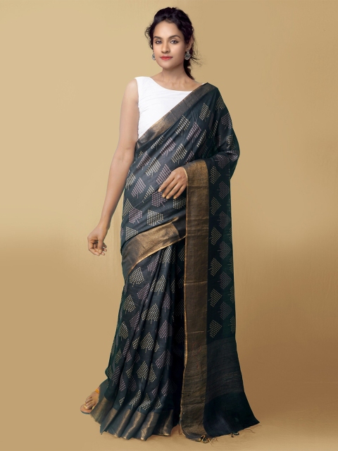 

Unnati Silks Black & Beige Printed Pure Silk Mysore Silk Saree