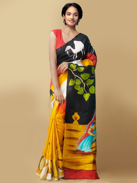 

Unnati Silks Multicoloured Ethnic Motifs Printed Pure Silk Jamdani Saree, Multi
