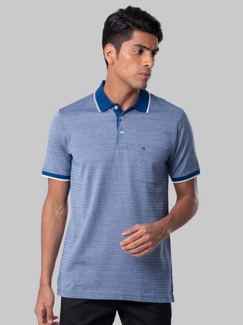 

Raymond Men Blue Printed Polo Collar Cotton T-shirt
