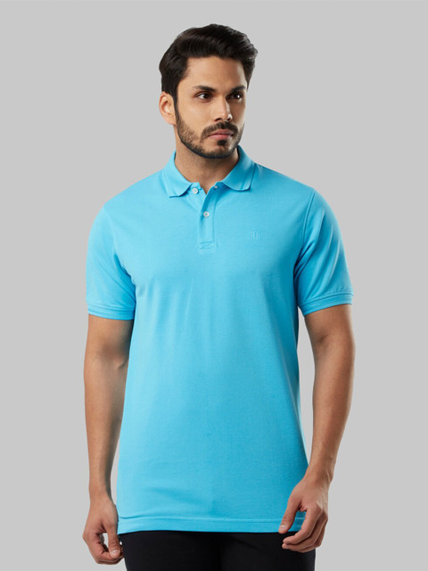 

Raymond Men Blue Polo Collar T-shirt