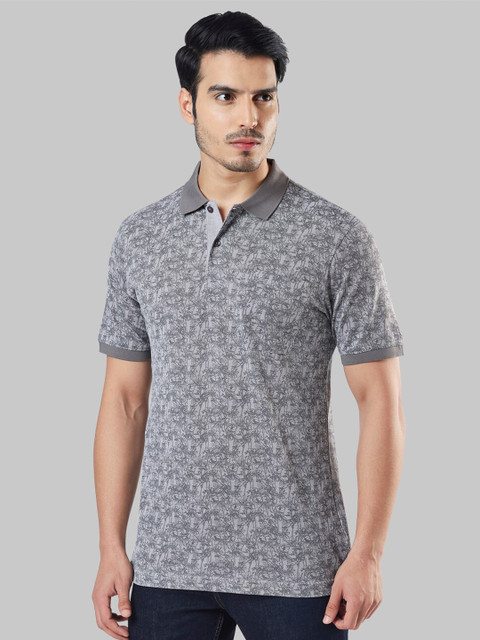 

Raymond Men Grey Printed Polo Collar Pockets T-shirt