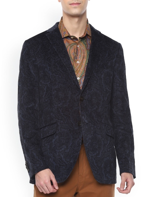 

ETRO Men Navy Blue Printed Single Breasted Blazer