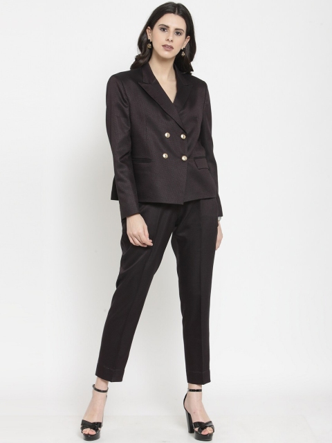 

AUDSTRO Women Purple Striped Double-Breasted Formal Suit-2 Piece