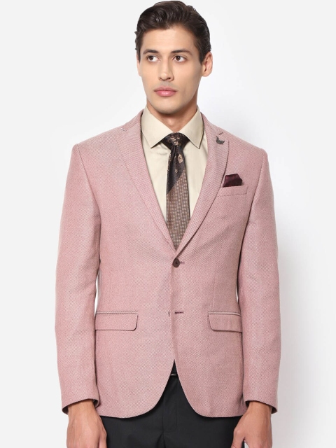 

Blackberrys Men Rust-Brown Self-Design Slim-Fit Single-Breasted Blazer