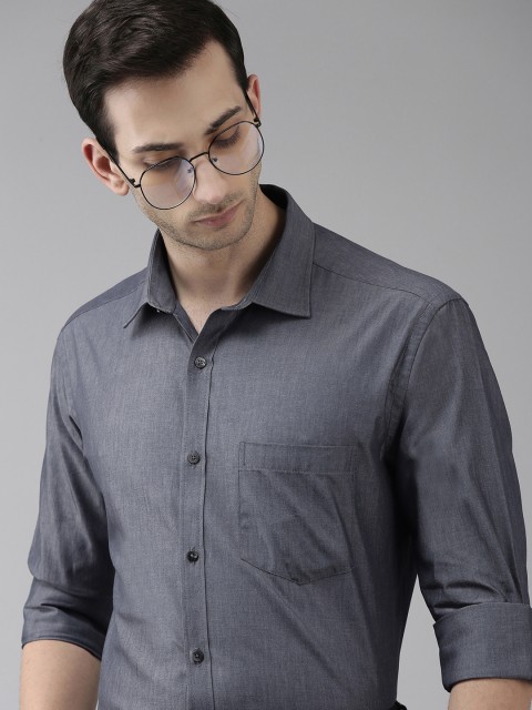 

Park Avenue Men Dark Grey Solid Slim Fit Pure Cotton Formal Shirt