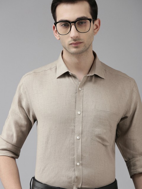 

Park Avenue Men Beige Solid Slim Fit Formal Linen Shirt