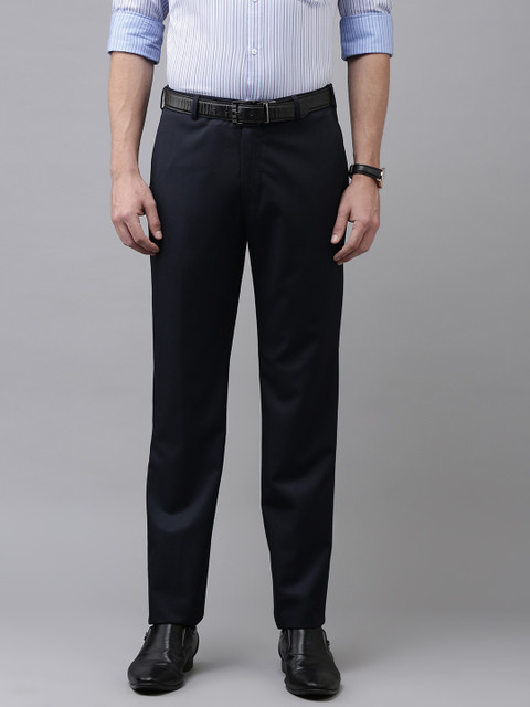 

Park Avenue Men Navy Blue Solid Smart Fit Formal Trousers