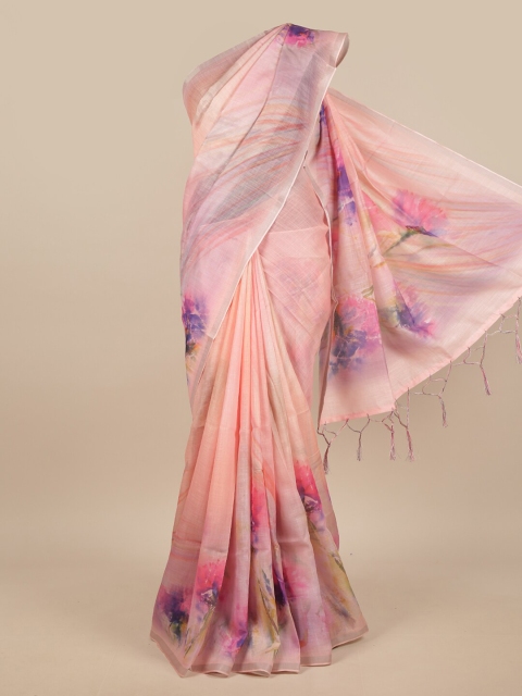 

Pothys Pink & Purple Linen Blend Saree