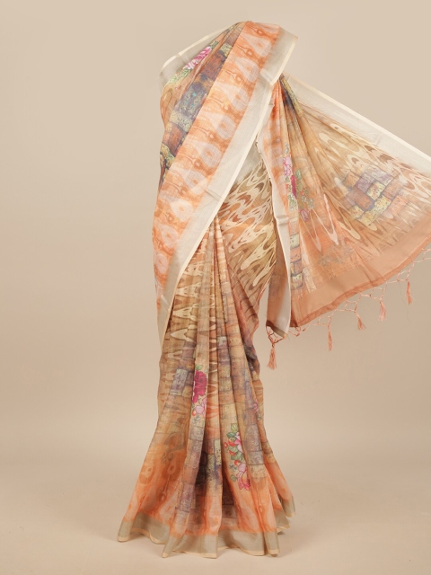 

Pothys Brown & Orange Linen Blend Saree