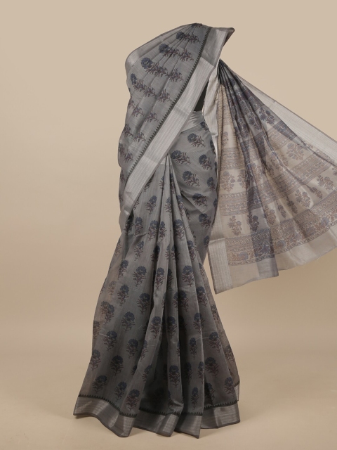 

Pothys Grey & Silver-Toned Ethnic Motifs Saree
