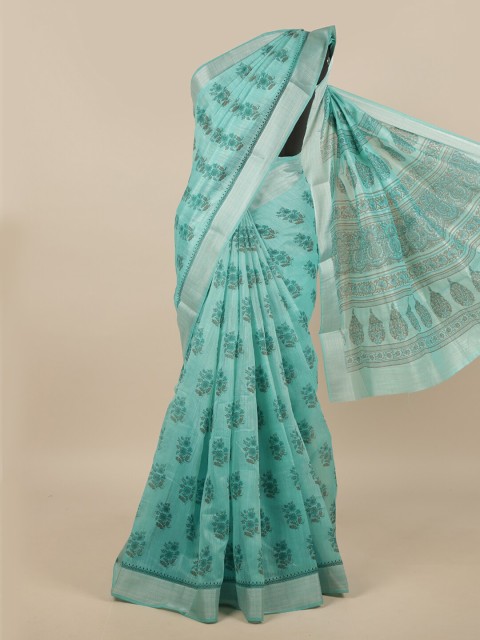 

Pothys Green & Grey Ethnic Motifs Saree
