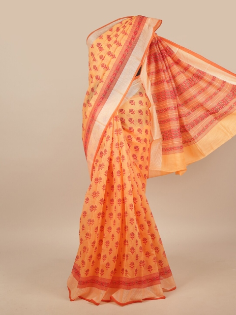 

Pothys Peach-Coloured & Red Ethnic Motifs Saree